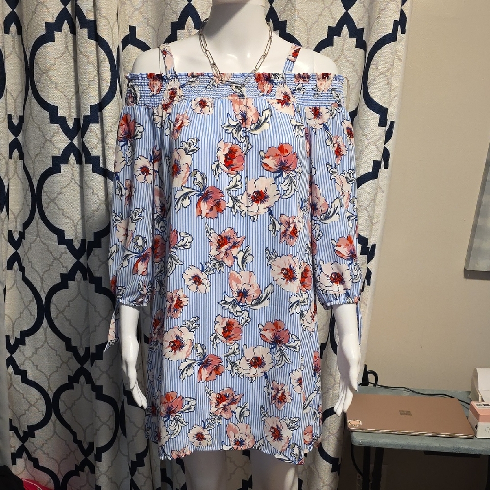 As U Wish Blue Floral Mini Dress